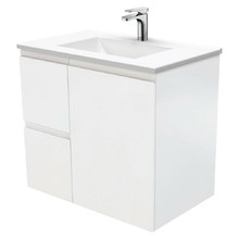 Vanessa Fingerpull 750mm Satin White Wall Hung Vanity